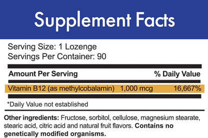 MAX-B12 Lozenges 1000 mcg - Vitamina B12 – La reducción del cansancio y la fatiga – Image 2