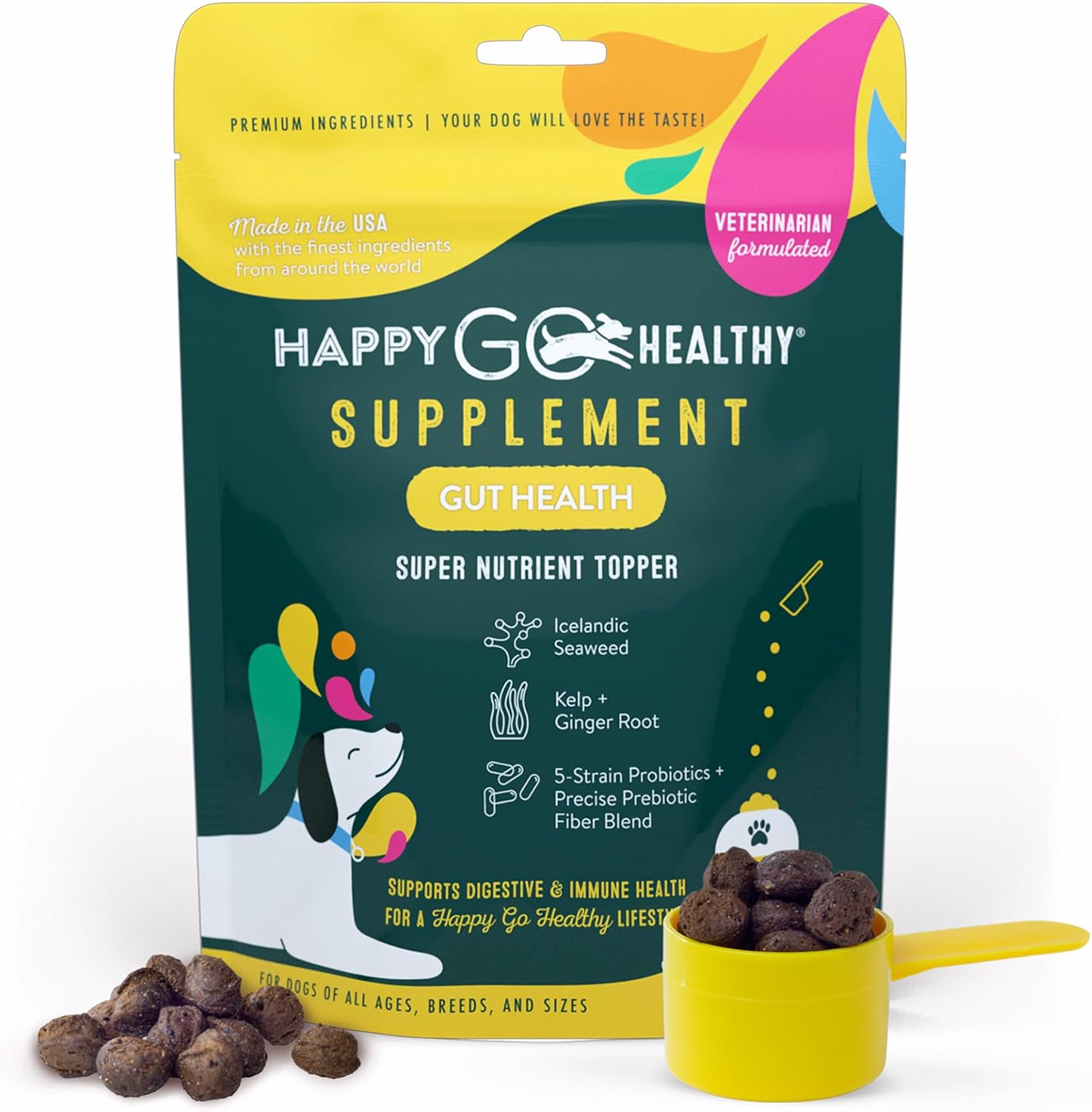 Happy Go Healthy Suplemento Diario de Bienestar para Perros, 21 Dosis