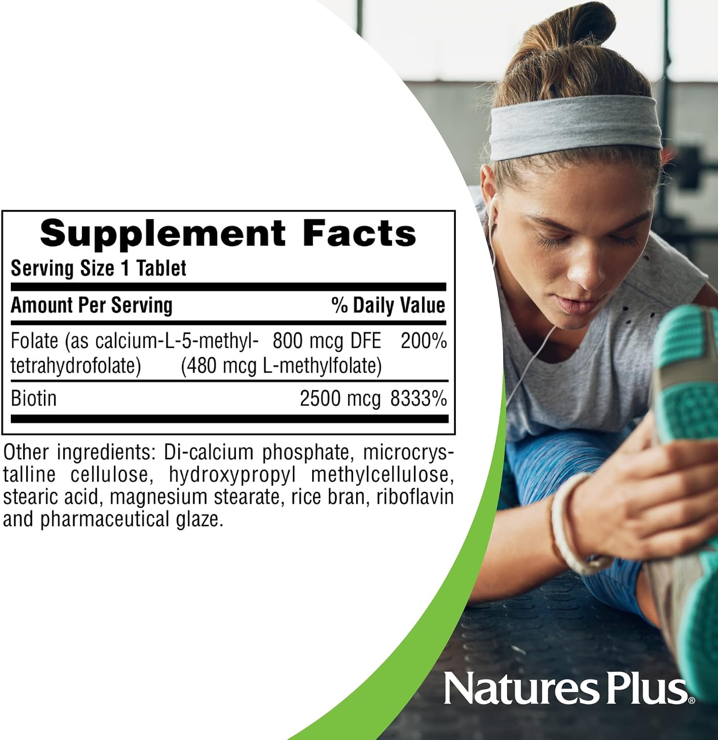 NaturesPlus Biotin & Folic Acid (Folate) - 30 Sustained Release Tablets