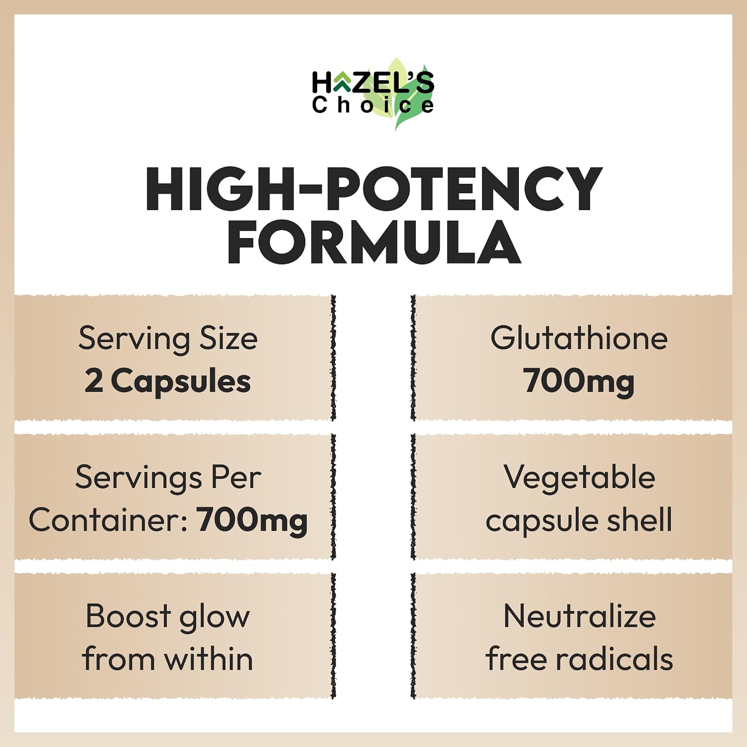 HAZEL'S Choice Glutatión Liposomal 700mg | 60 Cápsulas Vegetales | Vegano, Non-GMO, Sin Lactosa