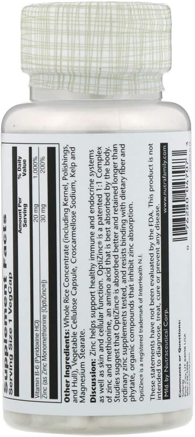 Solaray OptiZinc 30mg – 60 Cápsulas Veganas (Paquete de 3)