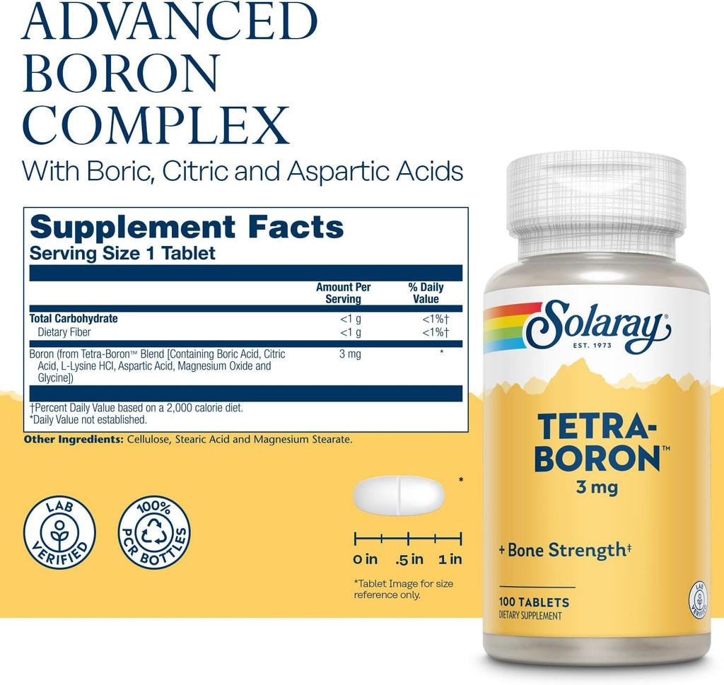 Solaray Tetra Boro 3 mg, 100 comprimidos