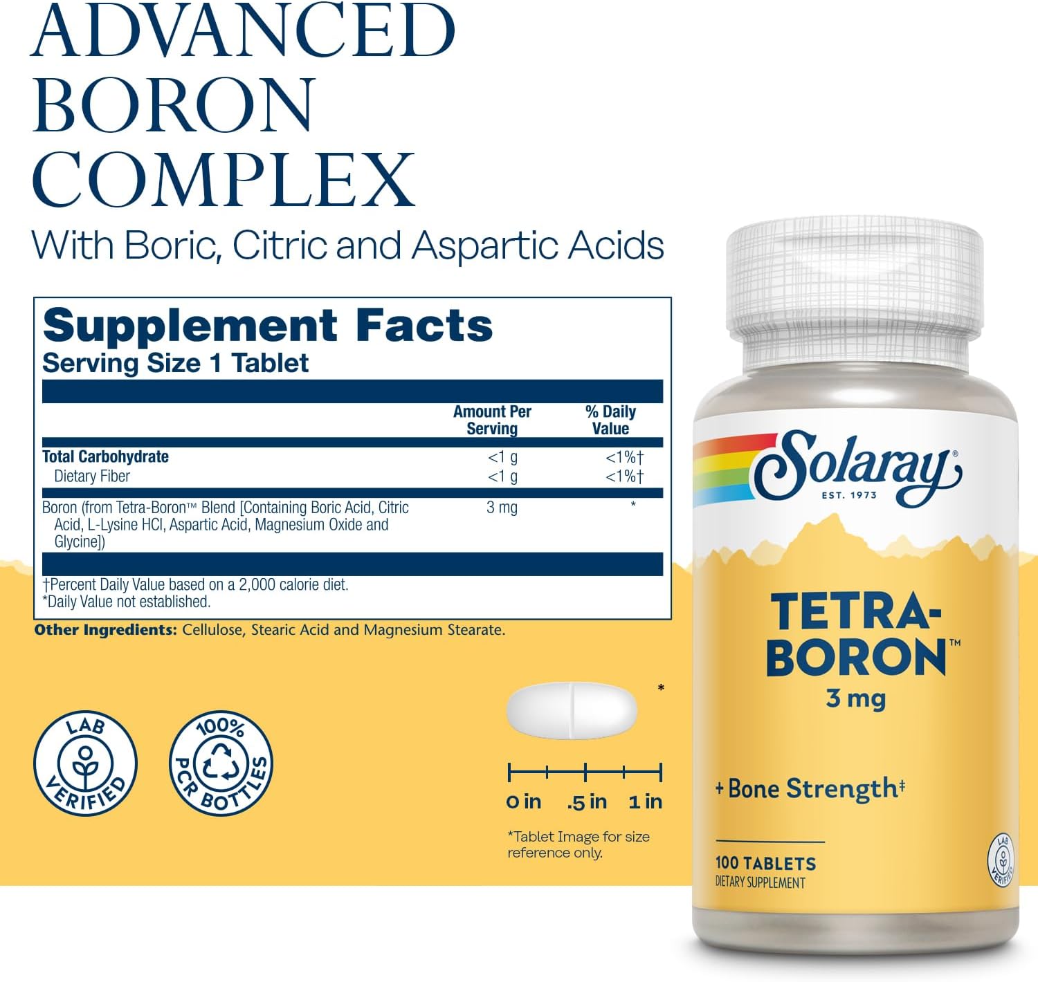 Solaray Tetra Boro 3 mg, 100 comprimidos