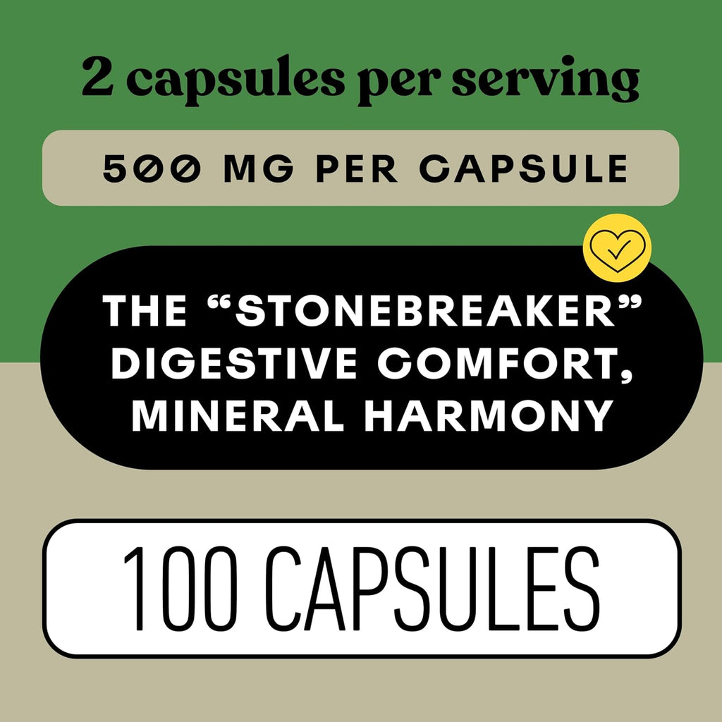Chanca Piedra Orgánica Cápsulas 500mg - Extracto de Phyllanthus Niruri, 100 Cápsulas Veganas