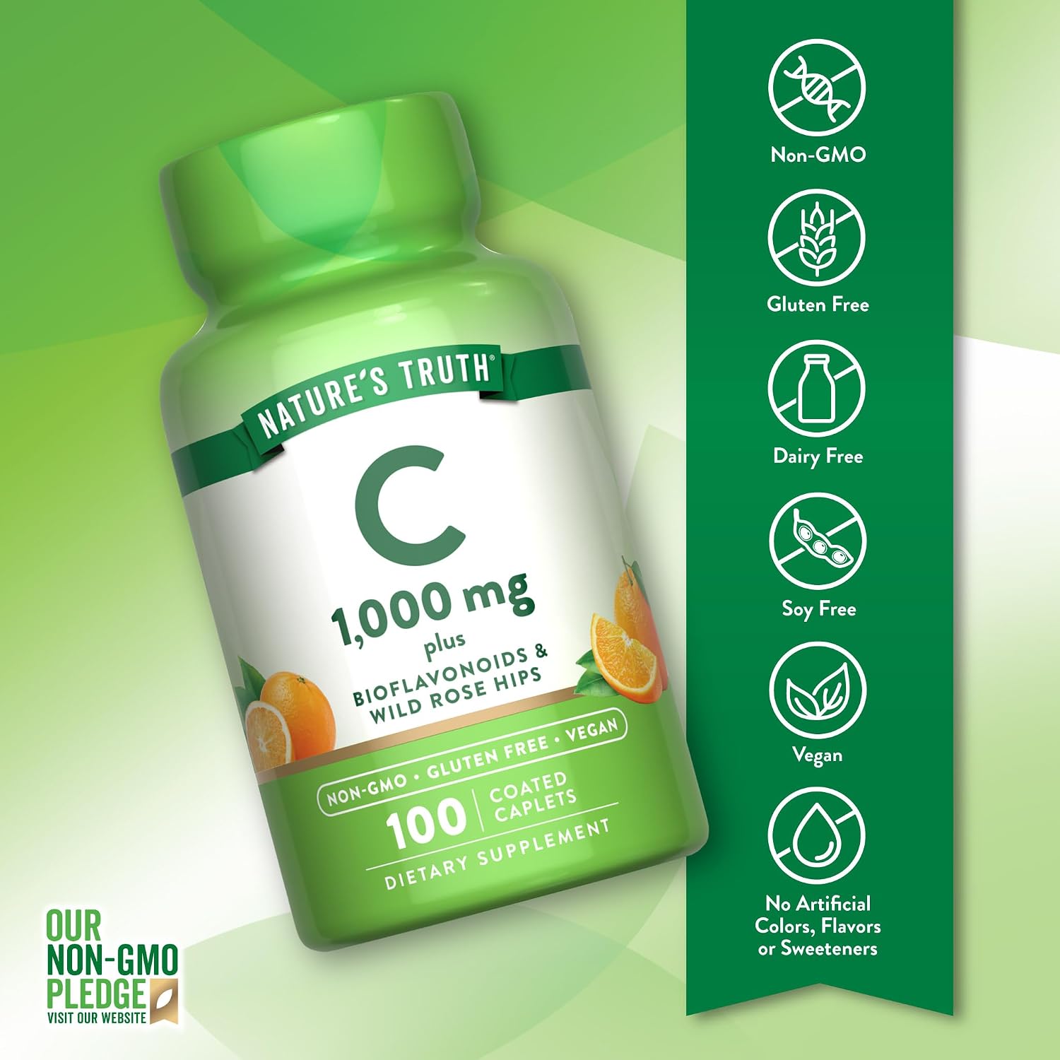 Vitamina C 1000mg con Bioflavonoides y Escaramujo - 100 Comprimidos | Nature's Truth