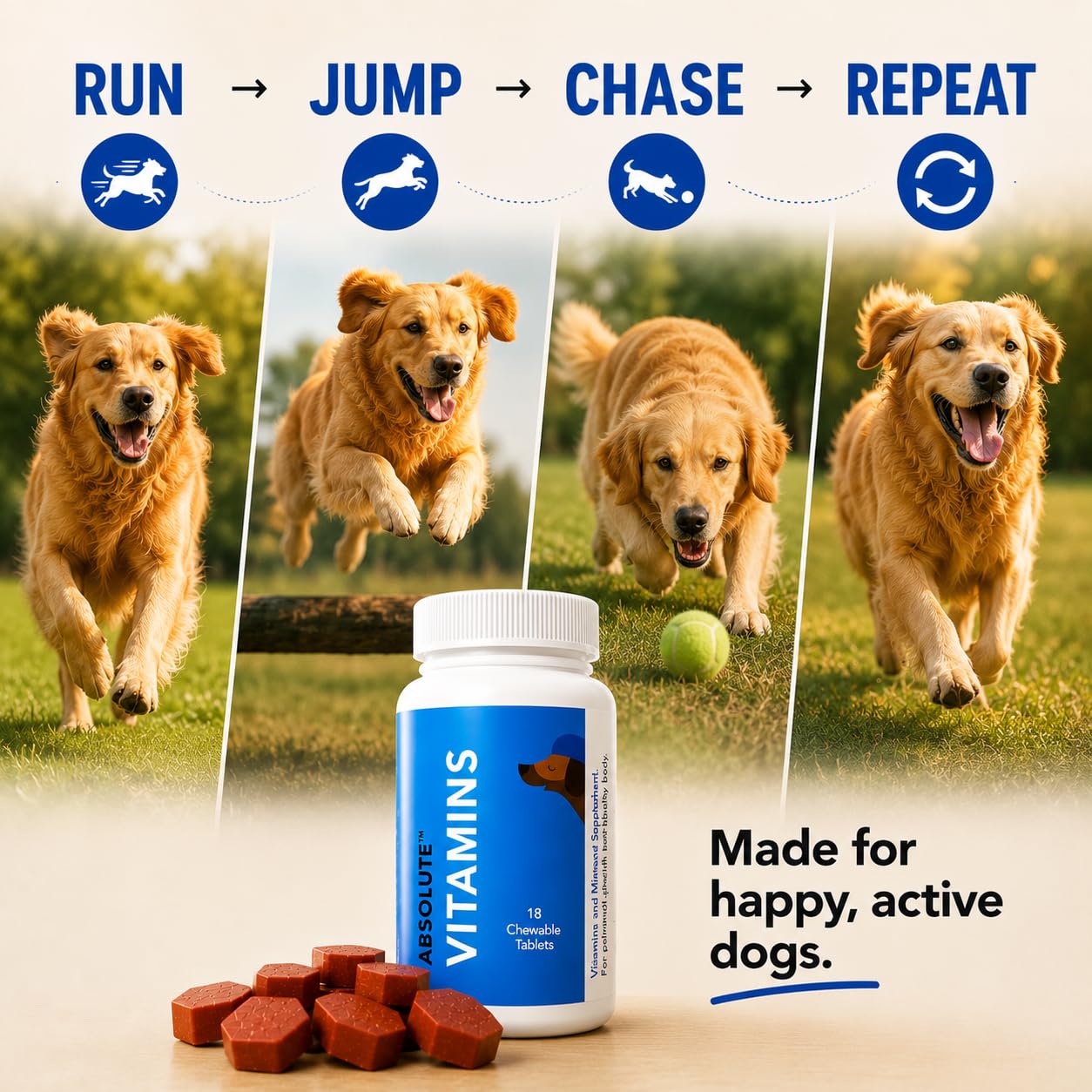 Drools Absolute Vitamin Tablet - Suplemento Multivitamínico para Perros, 110 Comprimidos