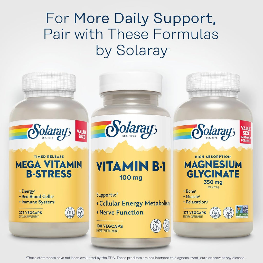 SOLARAY Vitamina B-1 (Tiamina) 100 mg - 100 Cápsulas Veganas