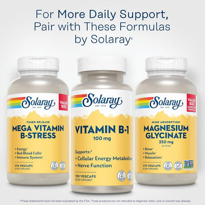 SOLARAY Vitamina B-1 (Tiamina) 100 mg - 100 – Apoya la función normal del sistema nervioso. – Image 6