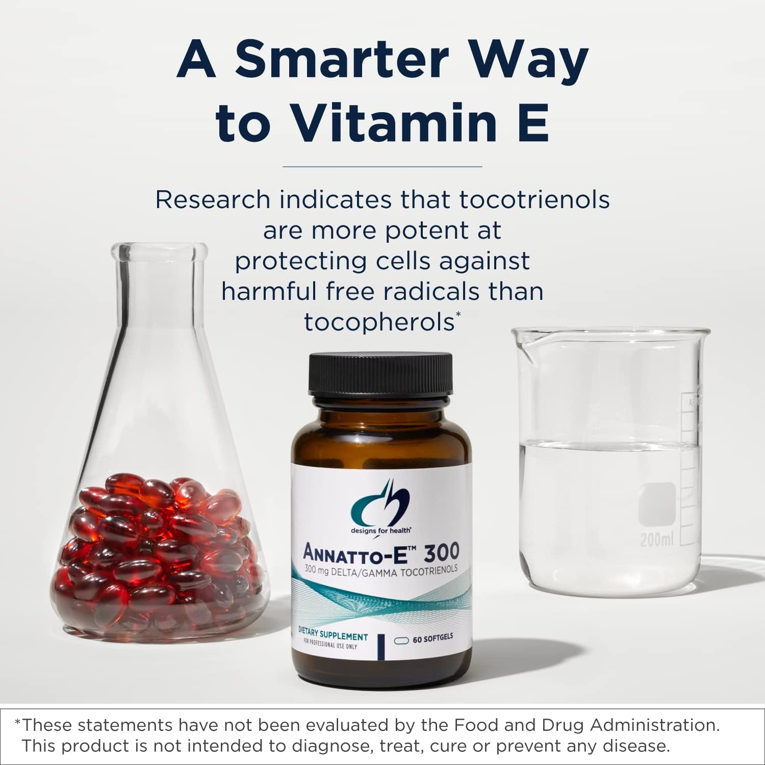 Designs for Health Annatto-E 150mg Tocotrienoles - Complejo de Vitamina E DeltaGold con Delta + Gamma Tocotrienoles - Apoyo Cardiovascular, Envejecimiento Saludable y Antioxidante - No GMO (30 Cápsulas Blandas)