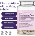 NAKED Biotina 10,000mcg – 120 Cápsulas – Suplemento de Vitamina B7