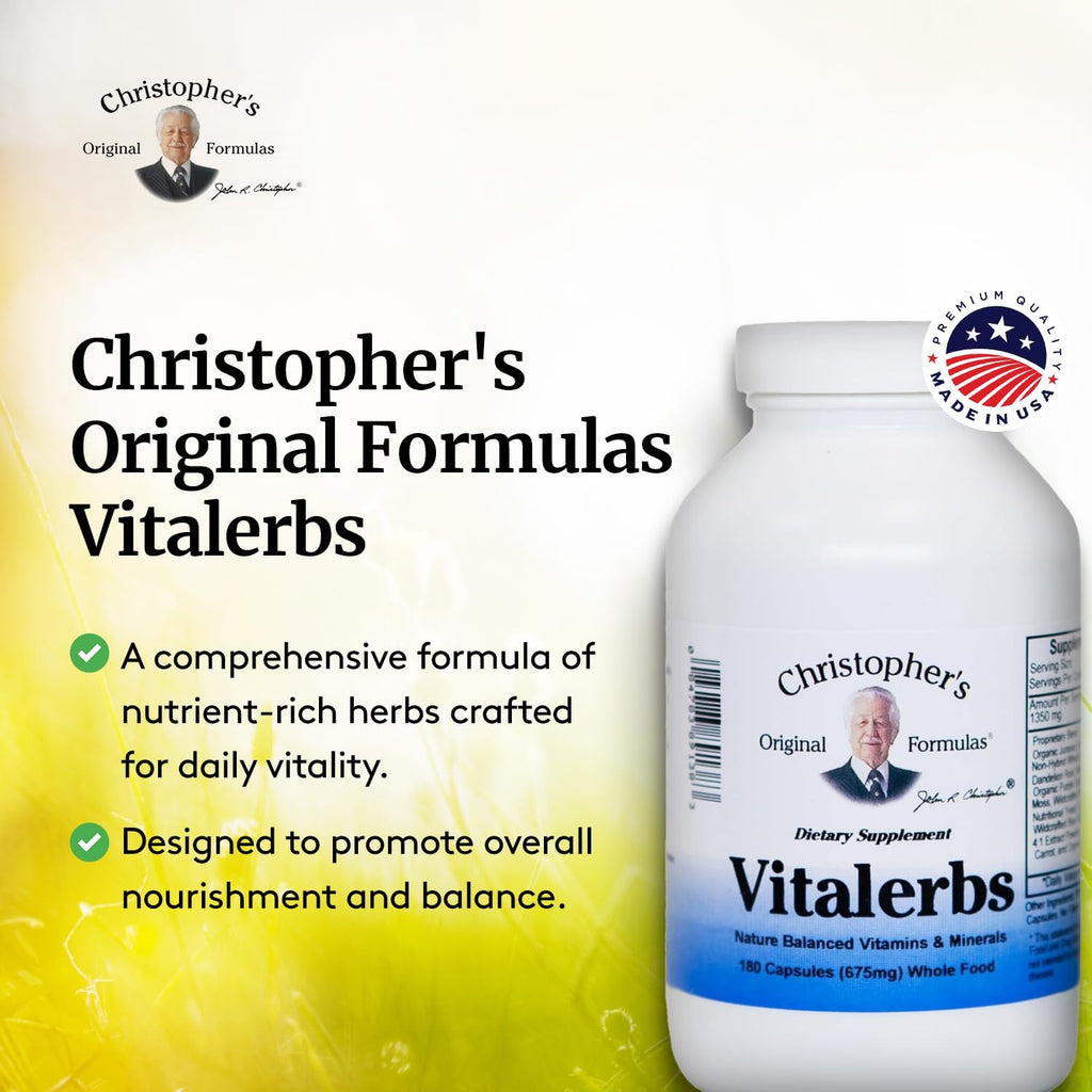Christopher's Original Formulas Vitalerbs, Nutrient-Rich Herbal Supplement, 180 Veggie Capsules