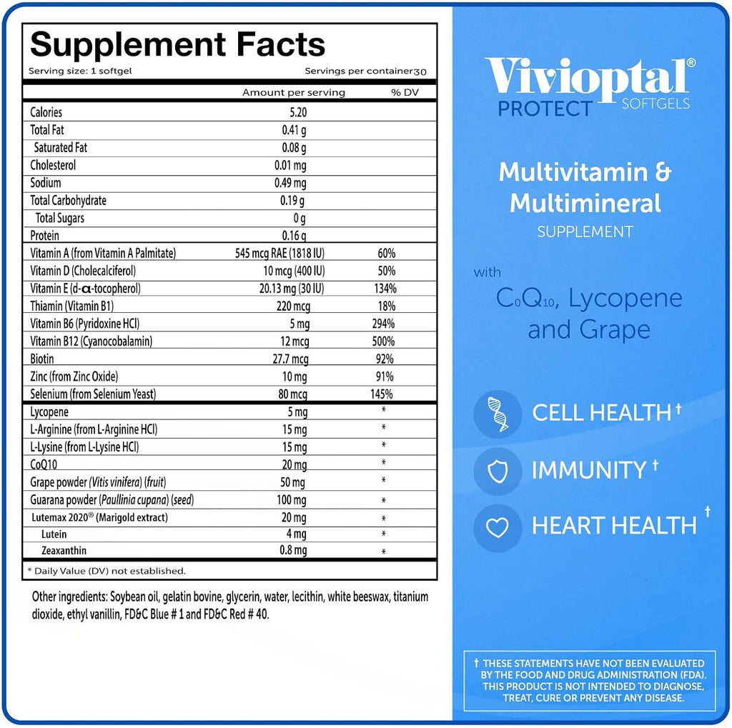 Vivioptal Multivitamínico para Hombre y Mujer, 60 Cápsulas (30+30)