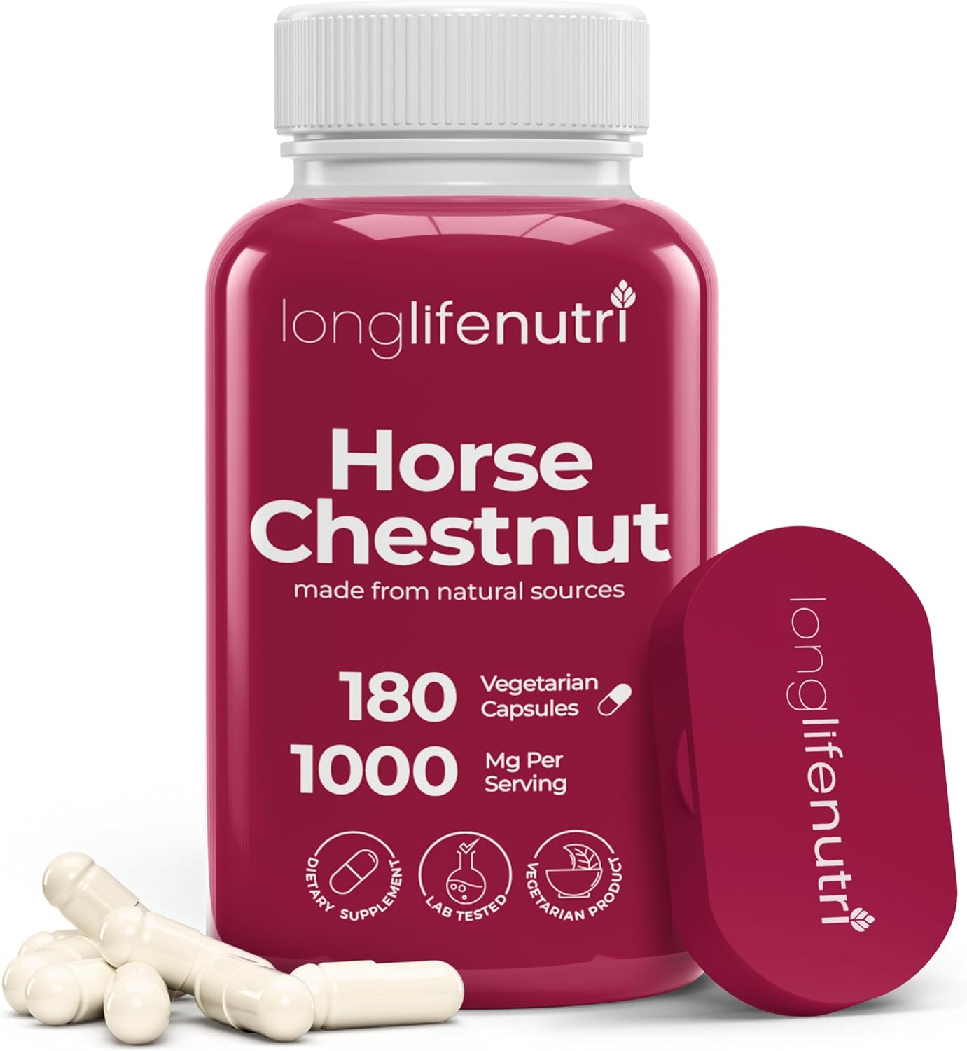 Extracto de Castaño de Indias 500mg - 180 Cápsulas Veganas, Suplemento Orgánico para la Circulación