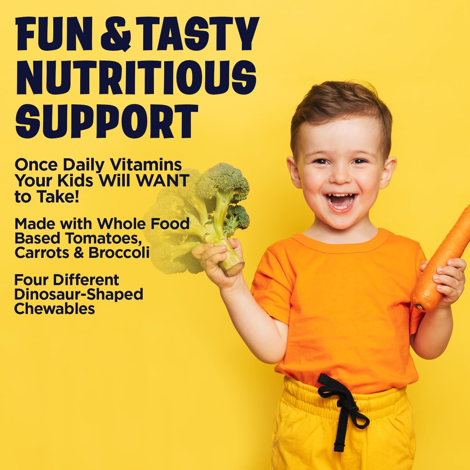 KAL MultiSaurus Multivitamínico Completo para Niños - Multivitamínico infantil con hierro, vitaminas A, C y calcio, sabor a bayas mixtas - 90 comprimidos masticables con forma de dinosaurio