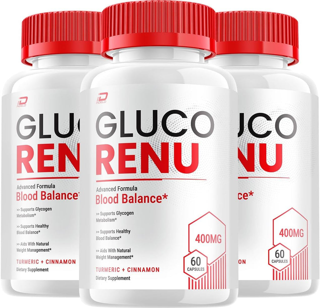 Gluco Renu Cápsulas - Suplemento Avanzado con Fórmula Natural (180 Cápsulas, 3 Envases)