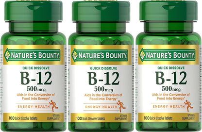 Nature's Bounty Vitamina B-12 500 mcg - 300 – Contribuye a la reducción del cansancio y la fatiga : Ideal para – Image 1