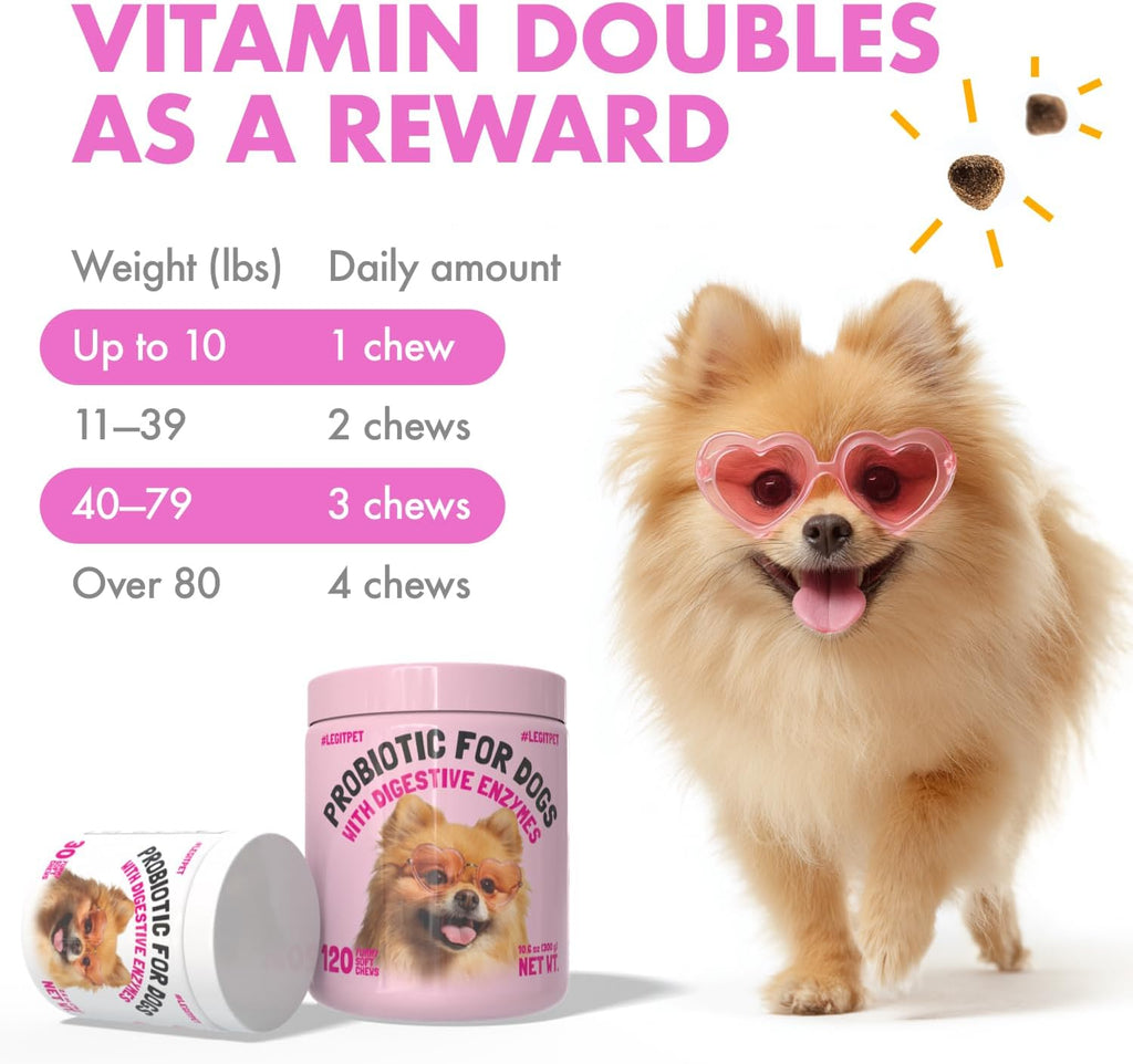 Probióticos para Perros con Enzimas Digestivas y Prebióticos - 30 Masticables Blandos