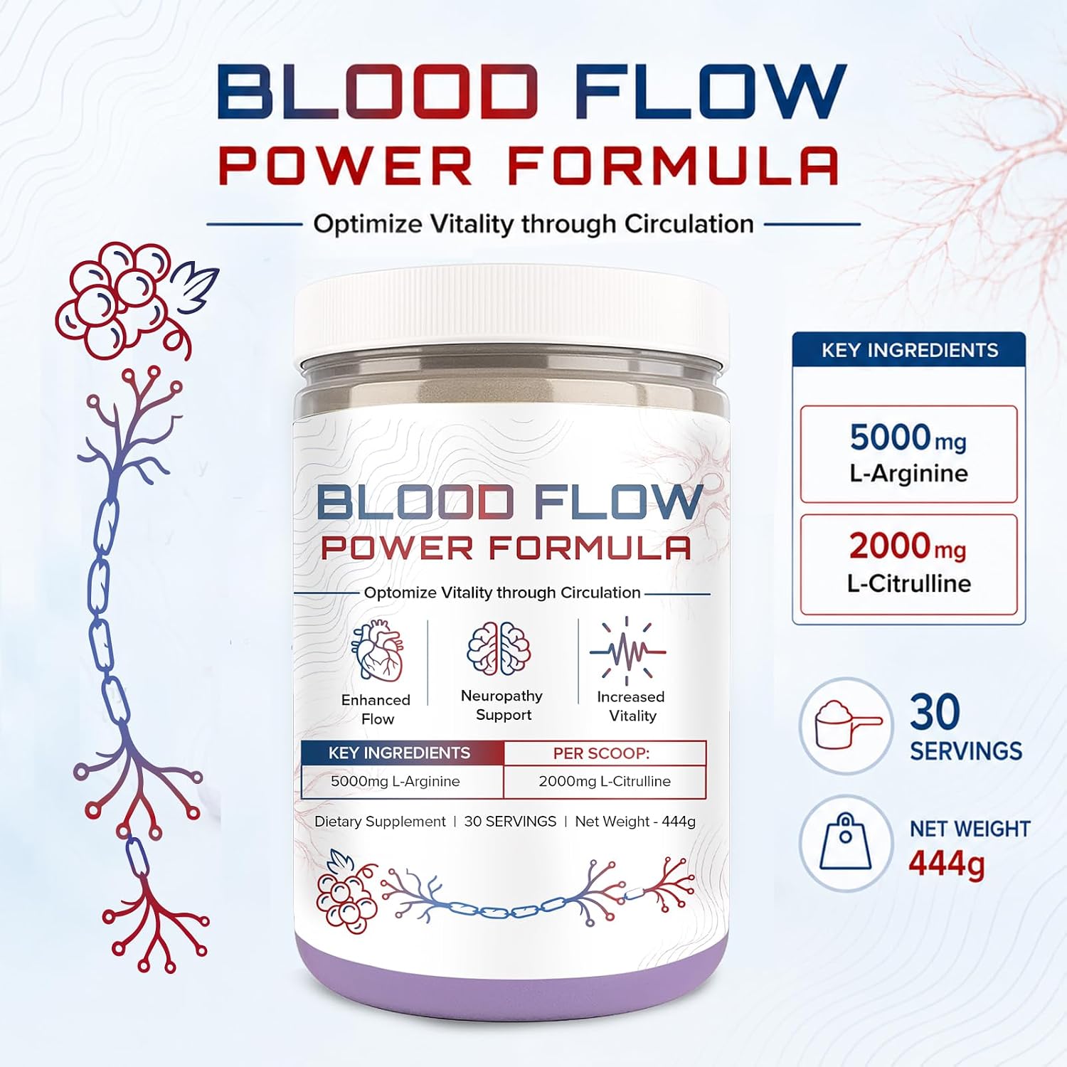 The Blood Flow Power Formula Neuropathy Drink Powder – 444g (30 dosis)
