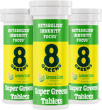 8Greens Daily Greens - Comprimidos Efervescentes de Vegetales Verdes con Aloe Vera, Sabor Limón-Lima, 30 Comprimidos