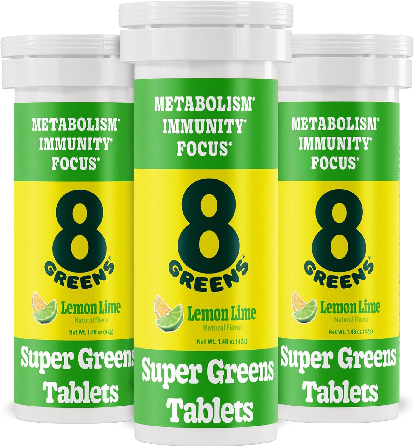 8Greens Daily Greens - Comprimidos Efervescentes de Vegetales Verdes con Aloe Vera, Sabor Limón-Lima, 30 Comprimidos