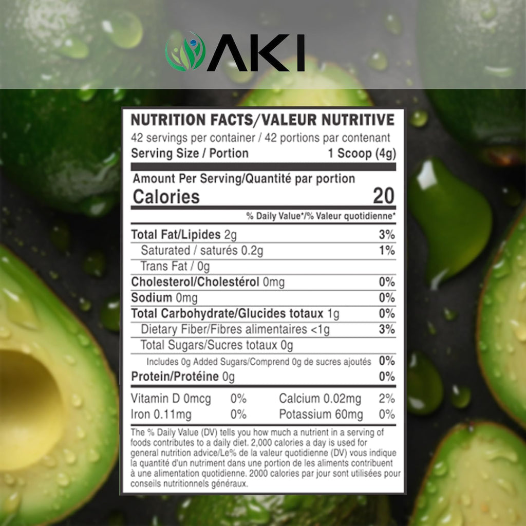 AKI Avocado Superfood Powder (170g) - Rico en Nutrientes, Vitaminas, Omega 3 y Antioxidantes - Vegano y No-GMO