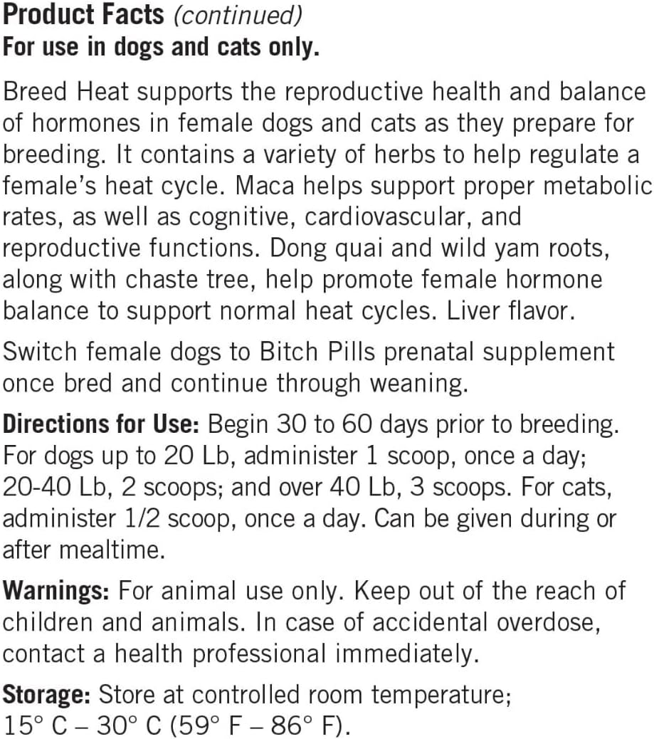 Breed Heat - Suplemento Reproductivo para Perros y Gatos (Antes Thomas Labs, Mismo Producto) - 454 g Polvo