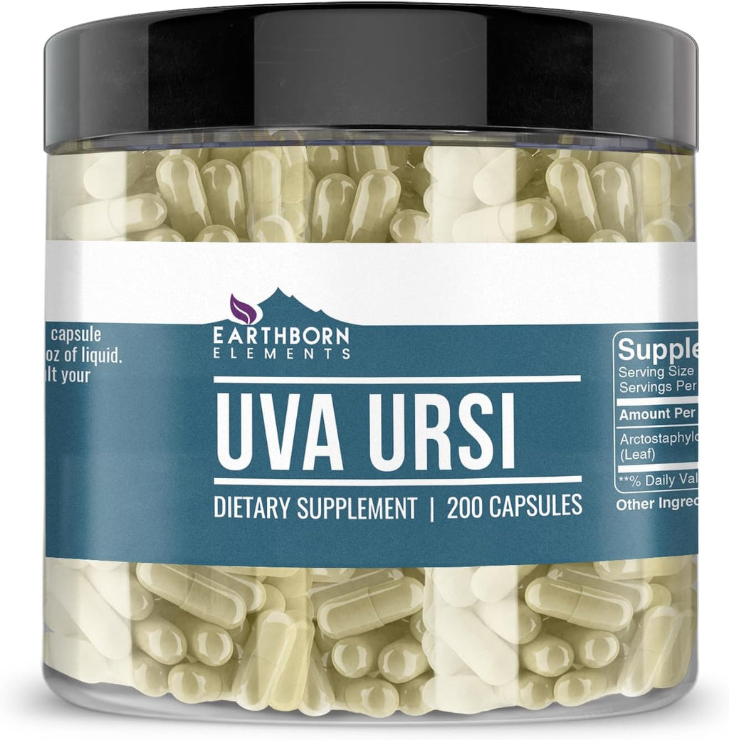 Earthborn Elements Uva Ursi 200 Cápsulas, Puro y Sin Diluir, Sin Aditivos