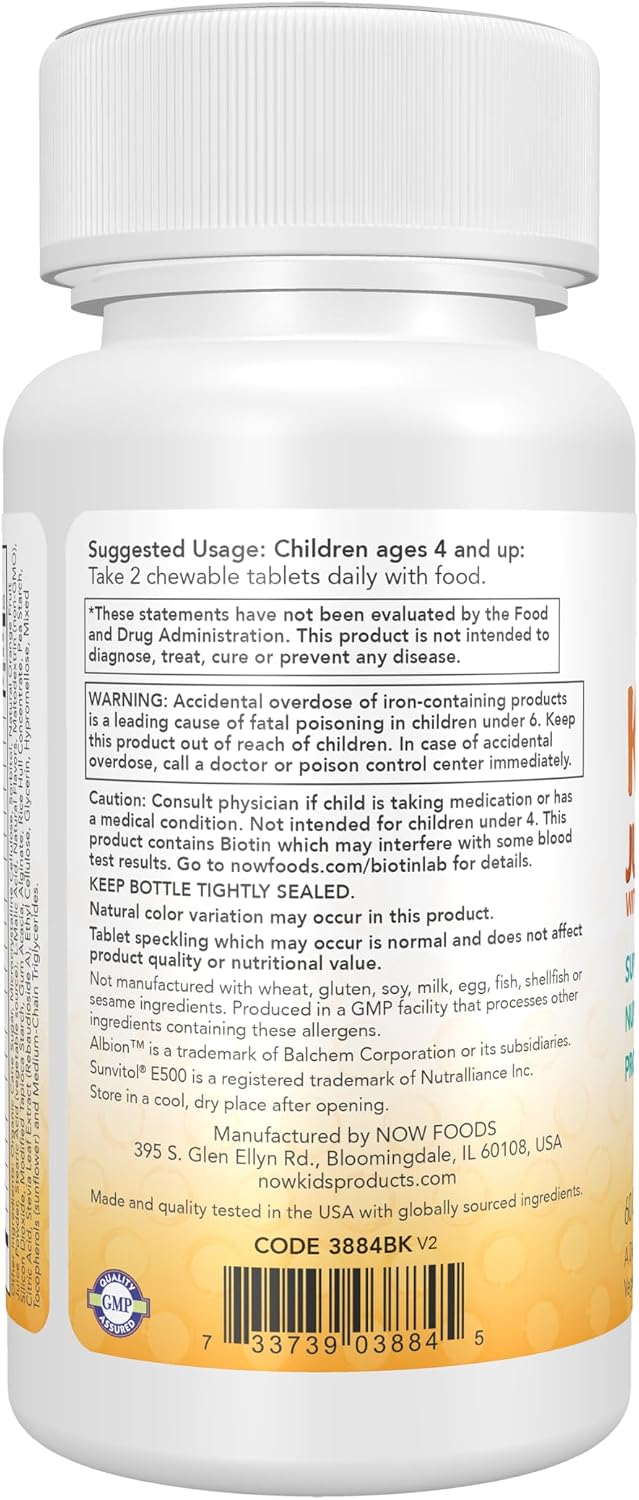 Now Kids Supplements, Kid Vits Multivitamínico, Sabor Naranja Jugoso, 60 Comprimidos Masticables