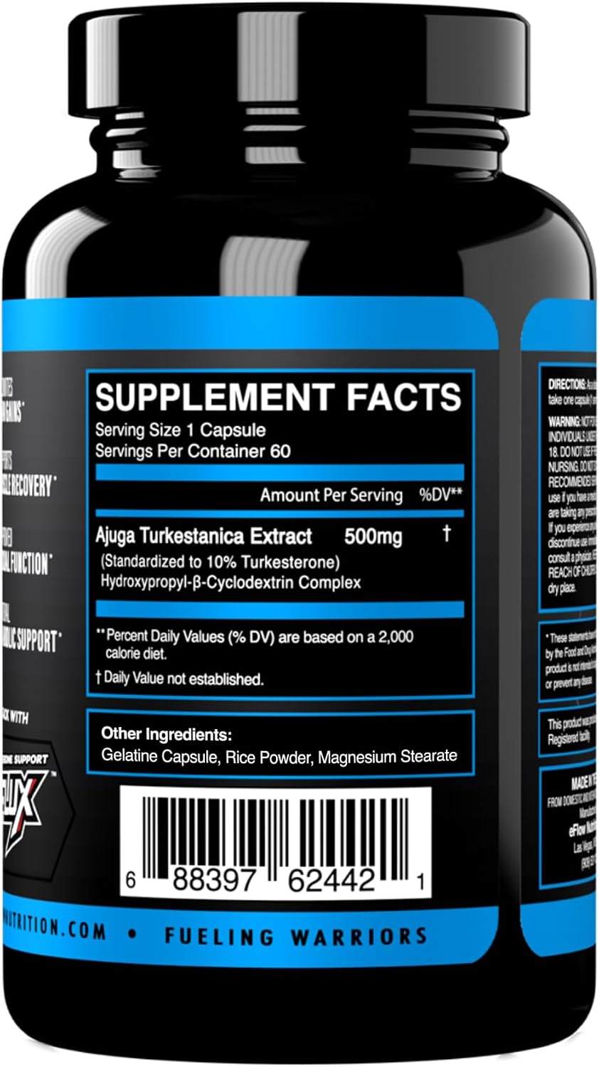 eFlow Nutrition Turkesterone - Suplemento Deportivo de Alta Absorción 60 Cápsulas