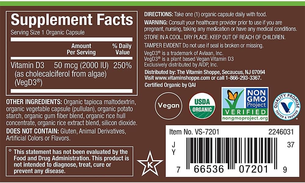 plnt Vitamina D3 50 mcg (2000 UI) – 60 Cápsulas Orgánicas