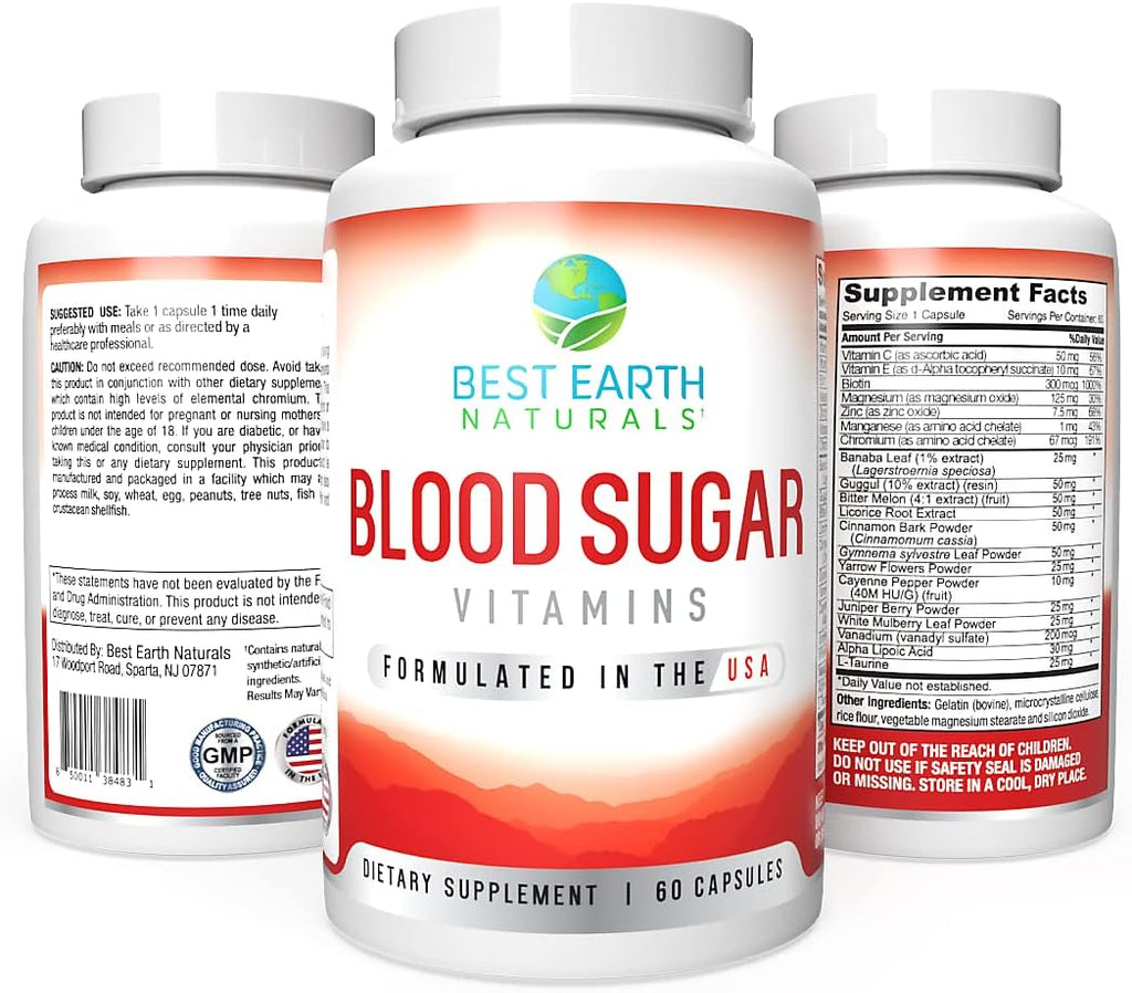 Best Earth Naturals Vitaminas para el Azúcar en Sangre, 60 Cápsulas
