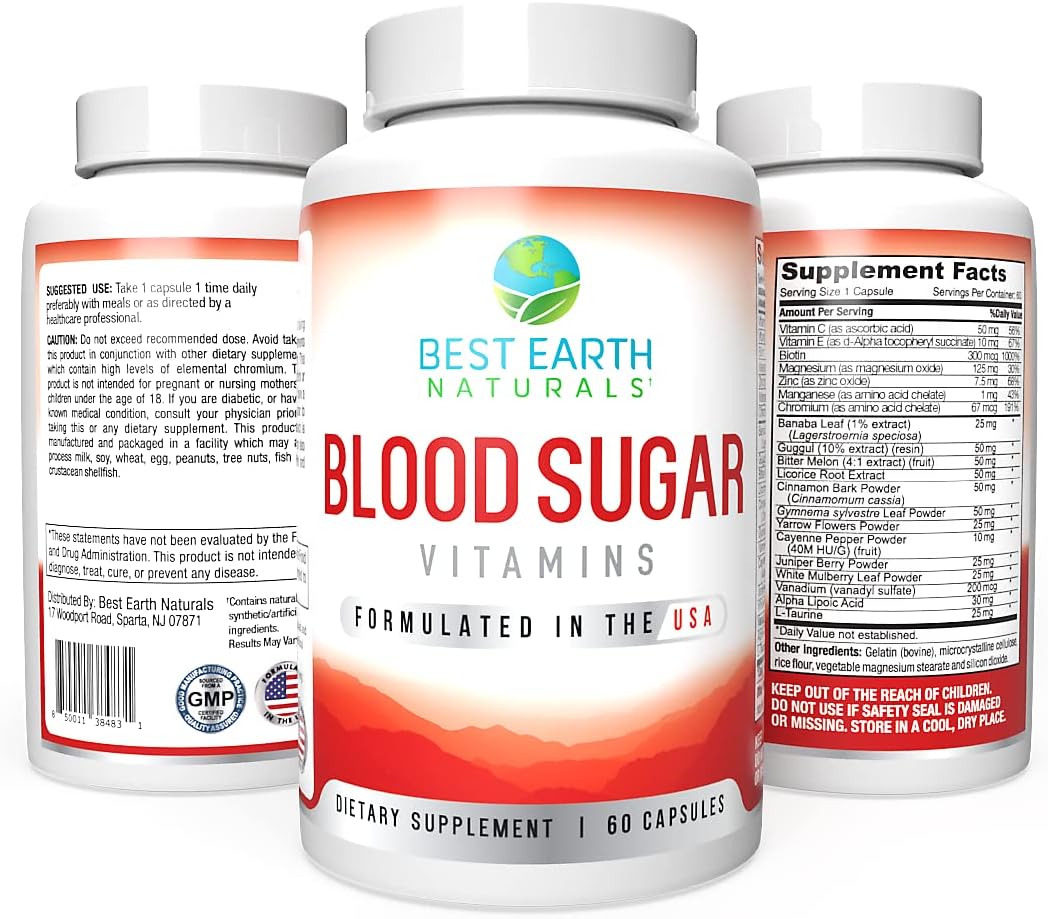 Best Earth Naturals Vitaminas para el Azúcar en Sangre, 60 Cápsulas