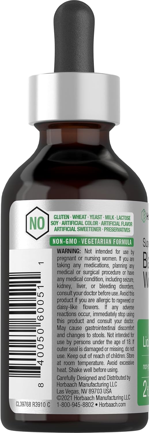 Horbäach Black Walnut Hull and Wormwood Extract Tincture – 2 fl oz – Alcohol Free Liquid – Vegetarian, Non-GMO & Gluten Free Supplement