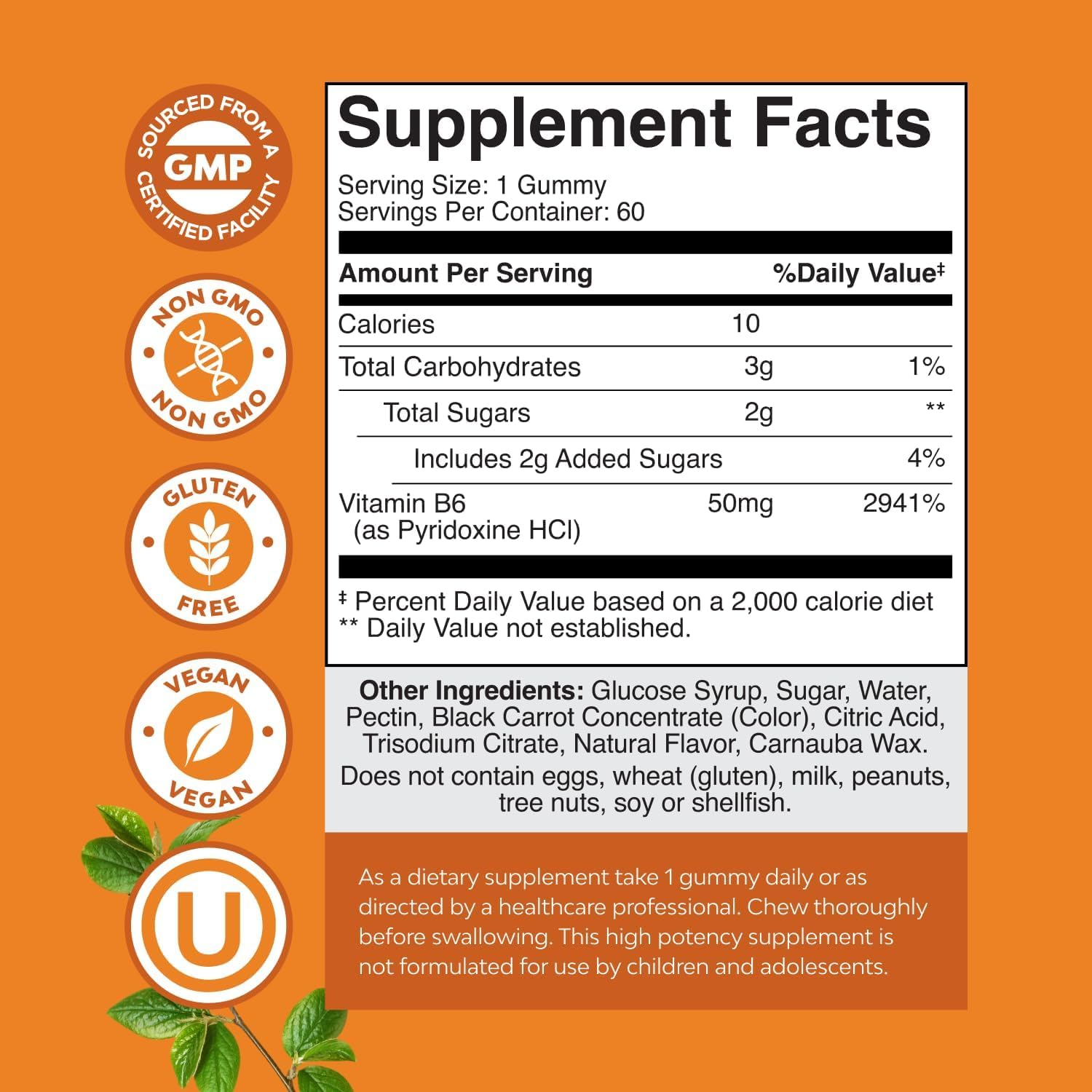 Gomitas de Vitamina B6 50mg – Natures Craft