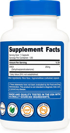 Nutricost DHEA 25 mg, 120 Cápsulas - Sin Gluten, Sin Soja, No GMO