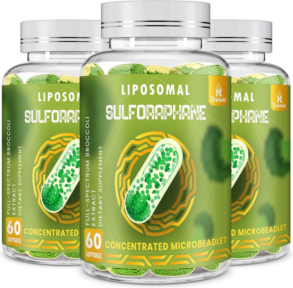 800 MG Sulforafano Liposomal, Sistema de Doble Liberación para Máxima Absorción y Potencia, Extracto de Brócoli de Espectro Completo, Antioxidante y Apoyo Hepático, 120 Cápsulas Blandas
