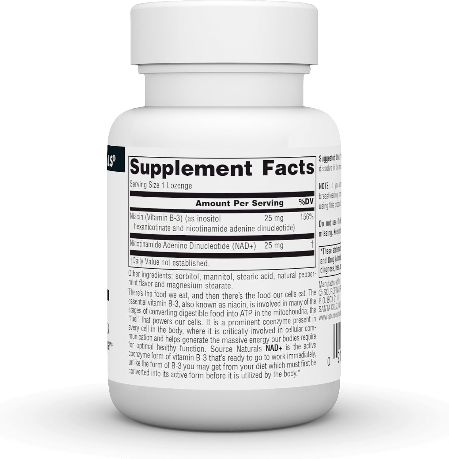 Source Naturals NAD+ Coenzima B-3 25 mg, 60 Pastillas Masticables