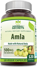 Herbal Secrets Suplemento de Amla - 500 mg por Porción - 120 Cápsulas Vegetales