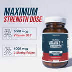 Triquetra Health BioActive Vitamin B12 - 5000 mcg con 3 Formas Bioactivas y Metilfolato