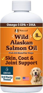 Natural Dog Company Aceite de Salmón Salvaje de Alaska para Perros - Suplemento de Omega 3 con EPA y DHA, 946 ml