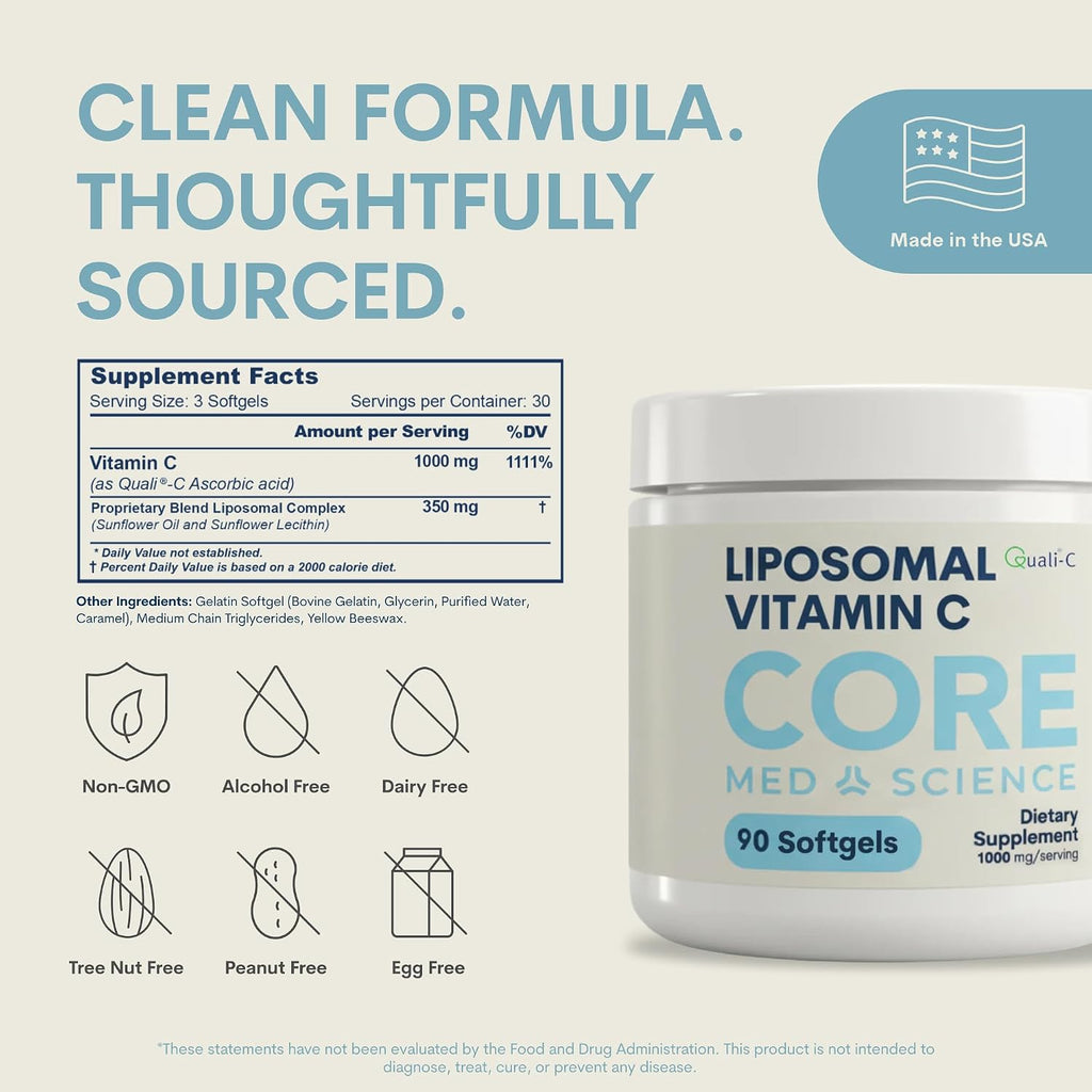 Core Med Science Vitamina C Liposomal 1000mg, 90 Softgels