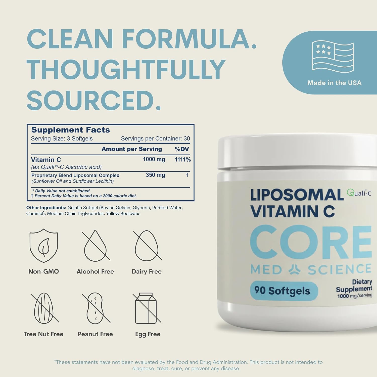 Core Med Science Vitamina C Liposomal 1000mg, 90 Softgels