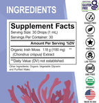 Irish Sea Moss Liquid Drops - Gotas Líquidas Orgánicas de Musgo de Mar, 30 ml