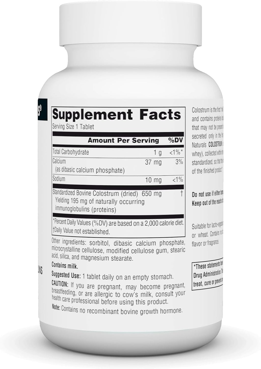 Source Naturals Colostrum con 30% de Inmunoglobulinas - 60 Comprimidos