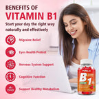 Gominolas de Vitamina B1 500mg con Magnesio, Suplemento de Tiamina para Adultos y Niños, Sabor Frambuesa, Pack de 2 (120 unidades)