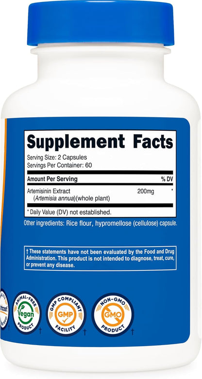 Nutricost Artemisinin 200mg, 120 Cápsulas Vegetarianas - Sin OGM, Sin Gluten, 60 Dosis – Image 5