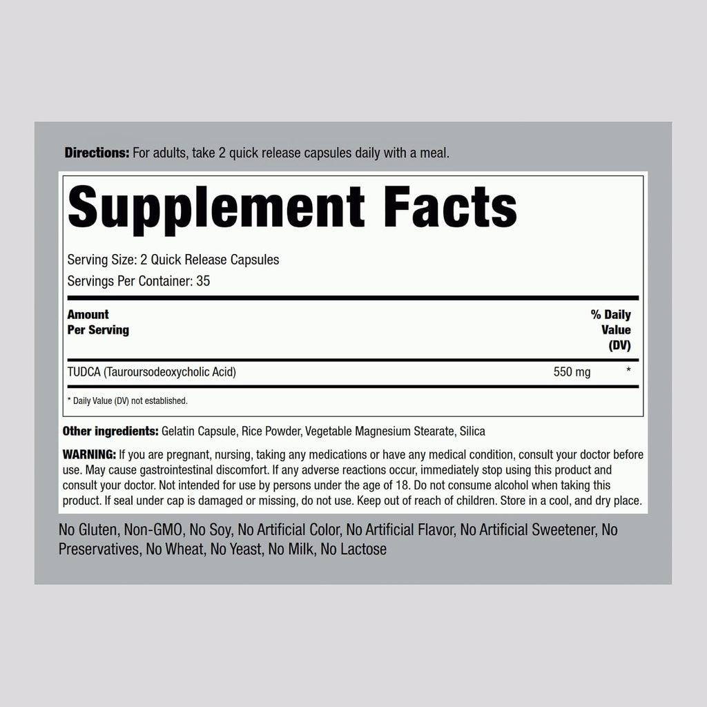 Piping Rock TUDCA 550 mg - 70 Cápsulas