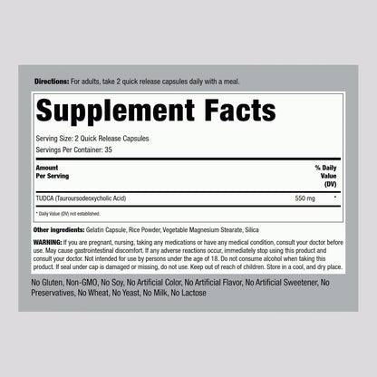 Piping Rock TUDCA 550 mg - 70 Cápsulas – Image 2