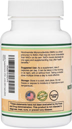 Suplemento NMN - 99% Pureza Verificada - 125mg por Cápsula de Nicotinamida Mononucleótido, 60 Cápsulas, de Double Wood Supplements