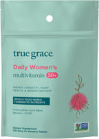 True Grace Multivitamínico Diario para Mujeres 50+ - 120 Comprimidos - Apoyo Inmunológico, Energía, Longevidad y Memoria - Vegano - Sin Gluten, Soja ni Hierro
